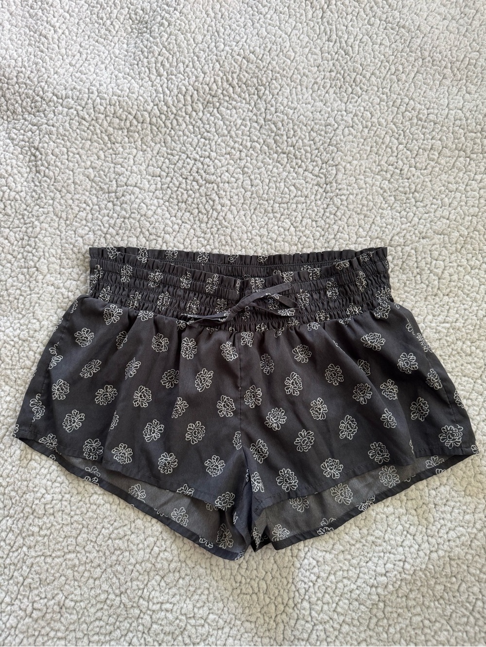 Aerie Grey with White Flower Print Pajama Shorts